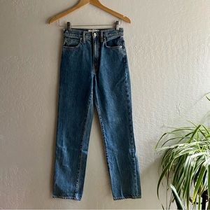 SLVRLAKE London Straight Leg High Rise 100% Cotton Blue Jeans
